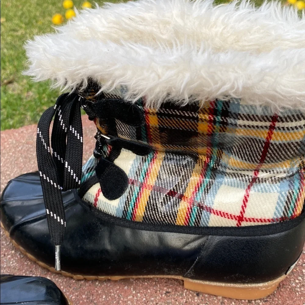 SPORTO ORIGINAL DUCK BOOTS WOMEN’S 9 PLAID FAUX FUR LINED WINTER SNOW BOOTS